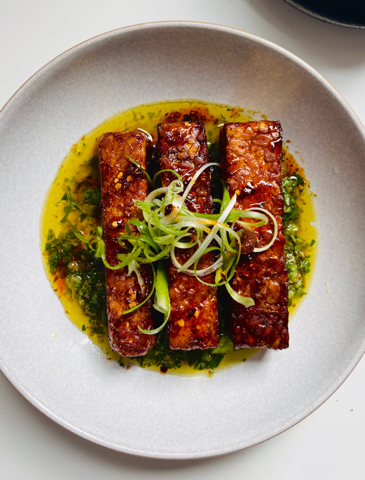 BAKED PROTEMPEH & MINT-CORIANDER DRESSING